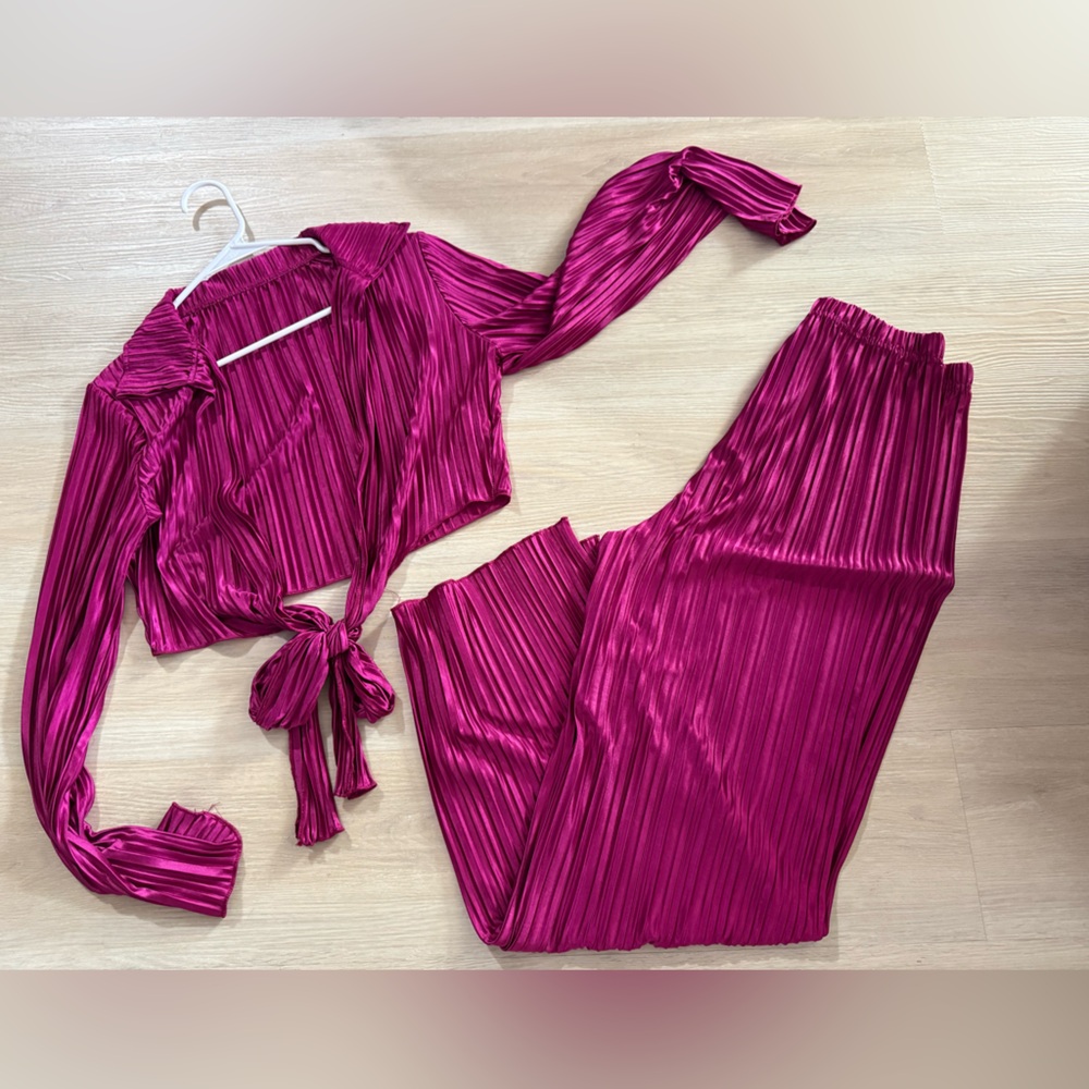 Plisse fuchsia 2 piece set